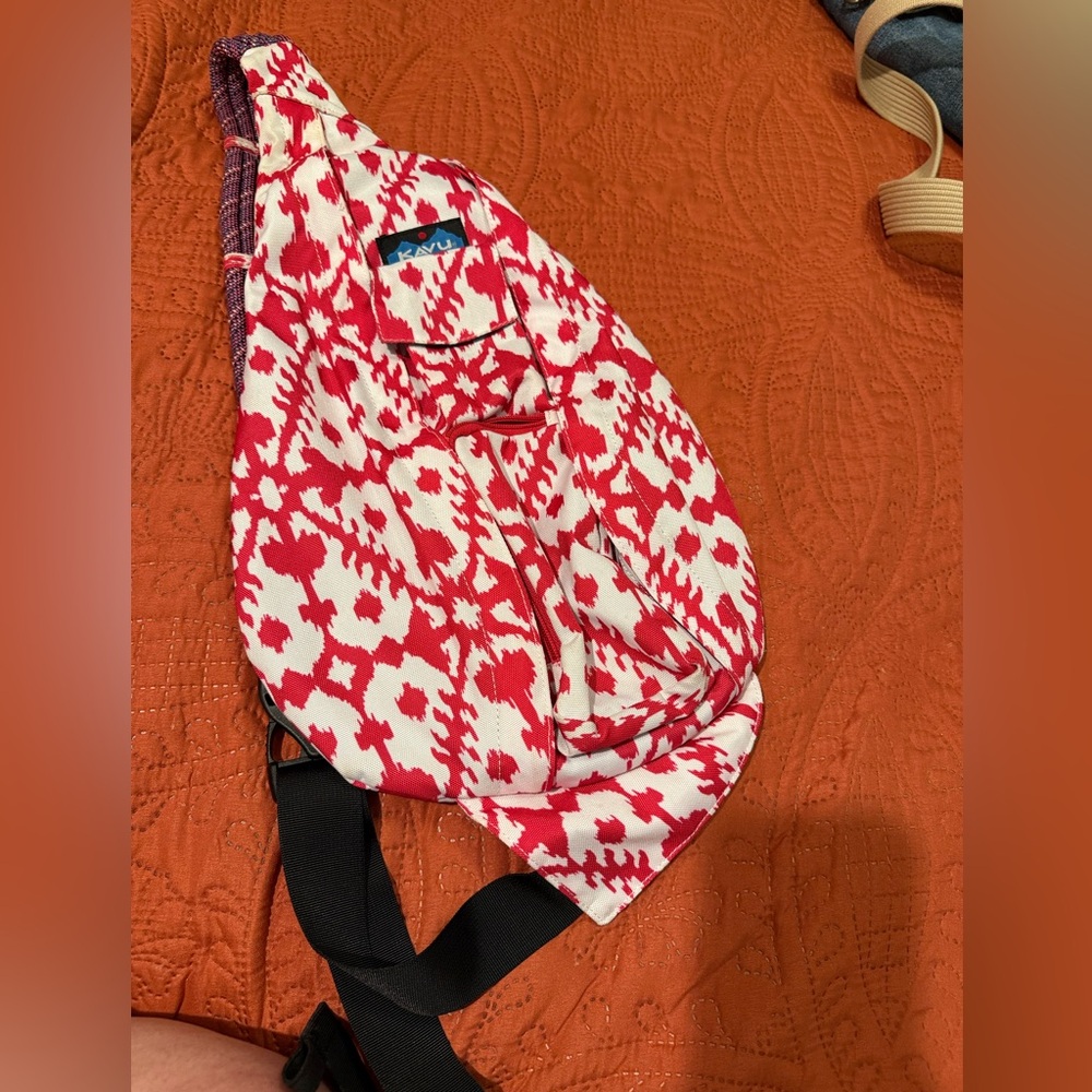 Kavu Rope Sling Bag, pink and white